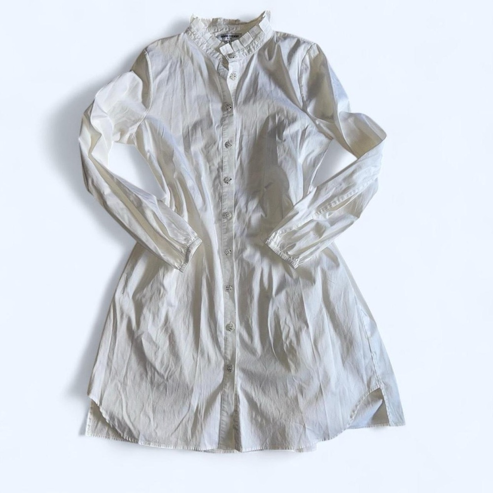 White Opening Ceremony cotton shirt dress with ruffled collar